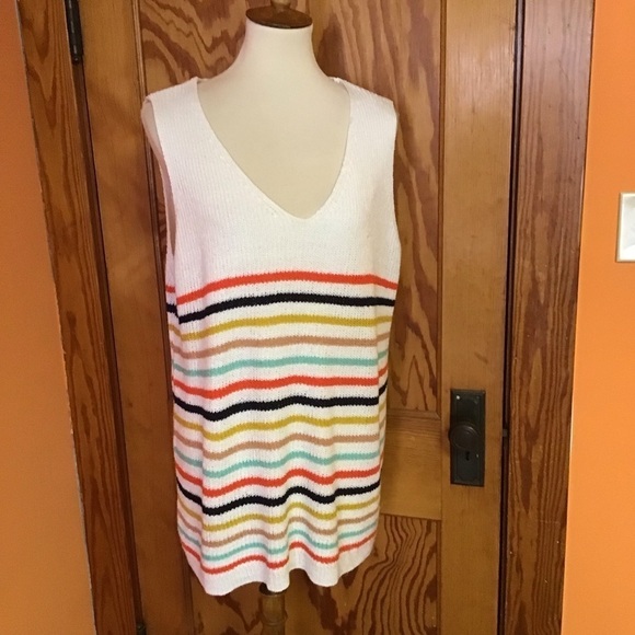 Oversized rainbow striped NWT v neck sweater - Picture 9 of 12